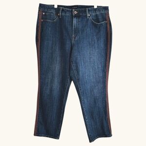 🧡 Talbots Modern Ankle Jeans 16W Tuxedo-Style Velvet Trim